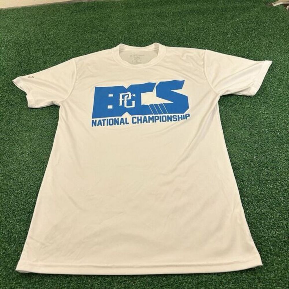 BCS National Championship Shirt Adult Small‎ White Blue Short Sleeve Dry-excel